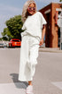 Textured Solid Loose Fit Wide Leg Pant Set
