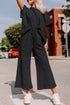 Textured Solid Loose Fit Wide Leg Pant Set