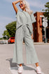 Textured Solid Loose Fit Wide Leg Pant Set