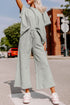 Textured Solid Loose Fit Wide Leg Pant Set