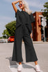 Textured Solid Loose Fit Wide Leg Pant Set