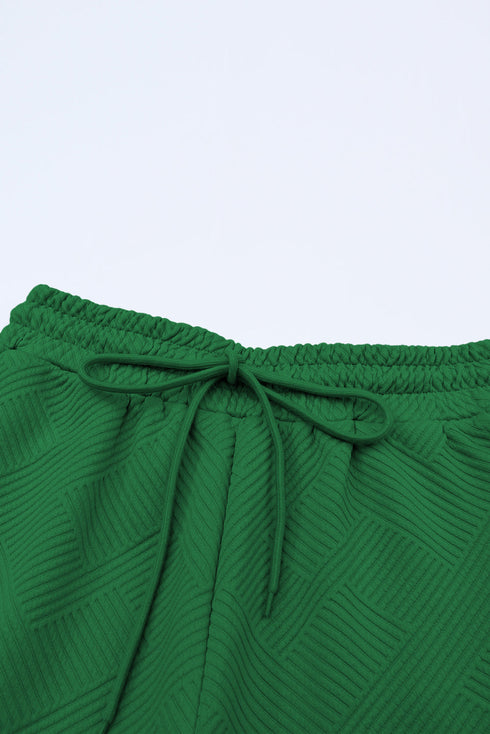 Textured Solid Loose Fit Wide Leg Pant Set