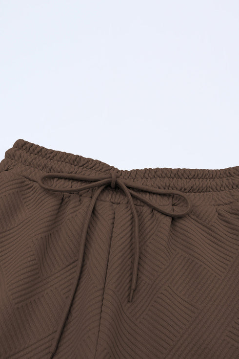 Textured Solid Loose Fit Wide Leg Pant Set