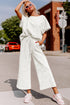 Textured Solid Loose Fit Wide Leg Pant Set
