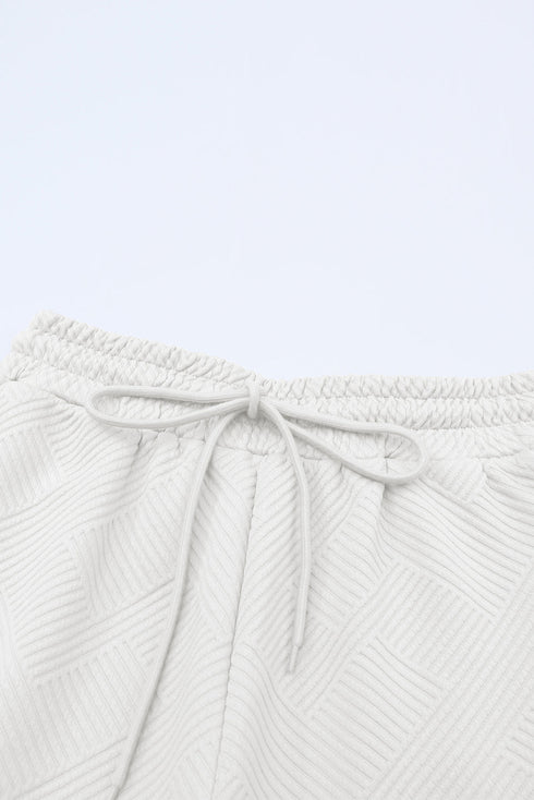 Textured Solid Loose Fit Wide Leg Pant Set