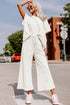 Textured Solid Loose Fit Wide Leg Pant Set