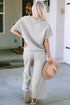 Textured Solid Loose Fit Wide Leg Pant Set