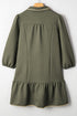 Textured Solid Quarter Zip Collar Bracelet Sleeve Mini Dress