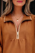 Textured Solid Quarter Zip Collar Bracelet Sleeve Mini Dress