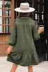 Textured Solid Quarter Zip Collar Bracelet Sleeve Mini Dress