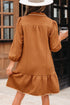 Textured Solid Quarter Zip Collar Bracelet Sleeve Mini Dress