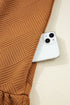 Textured Solid Quarter Zip Collar Bracelet Sleeve Mini Dress