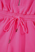 Textured Solid Short Sleeve Half Zip Drawstring Romper