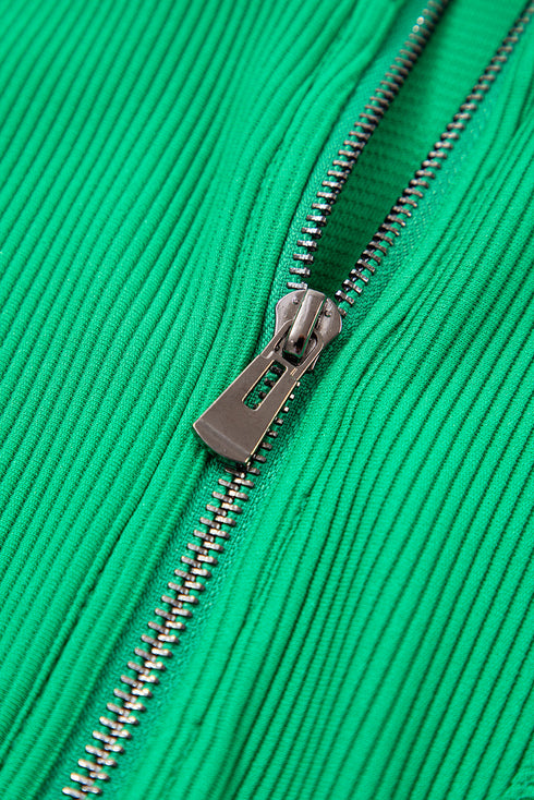 Textured Solid Short Sleeve Half Zip Drawstring Romper