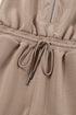 Textured Solid Short Sleeve Half Zip Drawstring Romper