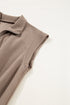 Textured Solid Short Sleeve Half Zip Drawstring Romper