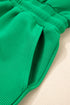 Textured Solid Short Sleeve Half Zip Drawstring Romper