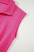 Textured Solid Short Sleeve Half Zip Drawstring Romper