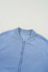Textured Solid Stand Neck Zip Up Bomber Jacket
