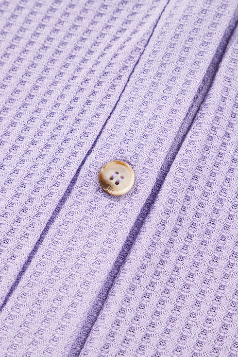 Textured Solid Waffle Knit Button Front Cardigan