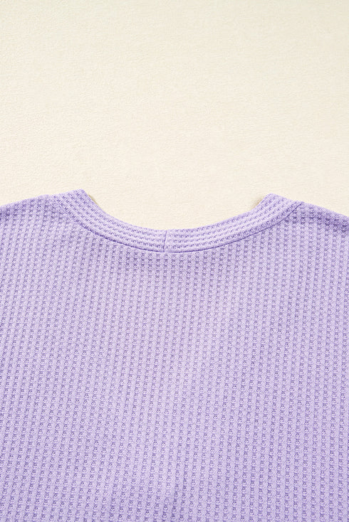 Textured Solid Waffle Knit Button Front Cardigan