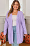 Textured Solid Waffle Knit Button Front Cardigan