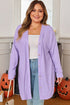 Textured Solid Waffle Knit Button Front Cardigan