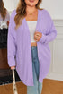 Textured Solid Waffle Knit Button Front Cardigan
