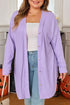 Textured Solid Waffle Knit Button Front Cardigan