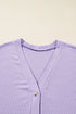 Textured Solid Waffle Knit Button Front Cardigan
