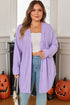 Textured Solid Waffle Knit Button Front Cardigan