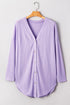 Textured Solid Waffle Knit Button Front Cardigan