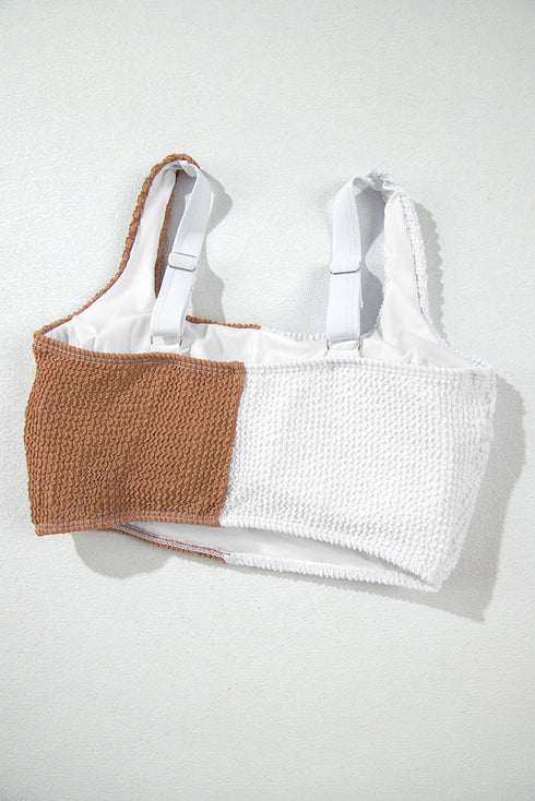 Textured Square Neck High Waisted Two Piece Swimsuit