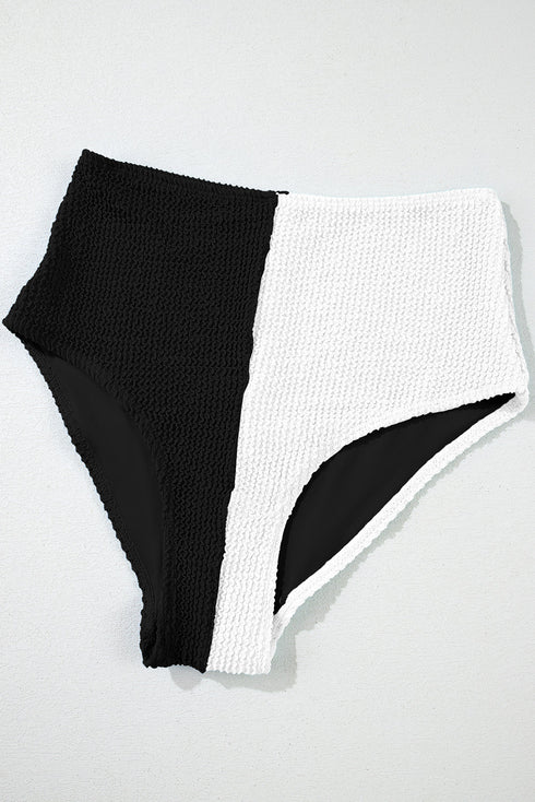 Textured Square Neck High Waisted Two Piece Swimsuit