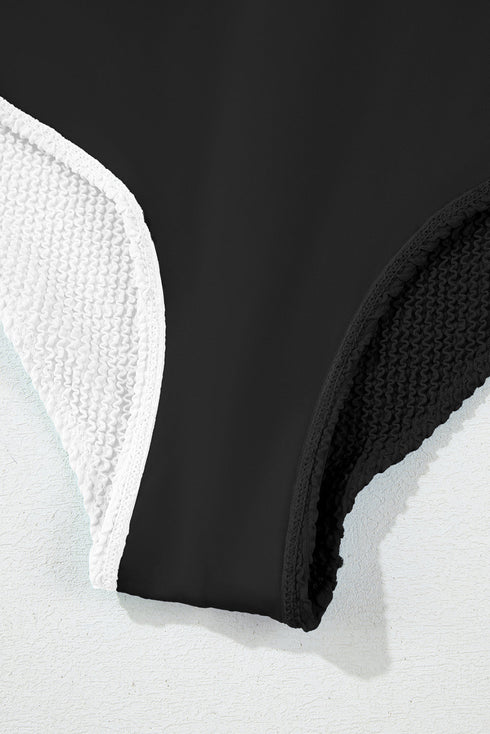 Textured Square Neck High Waisted Two Piece Swimsuit