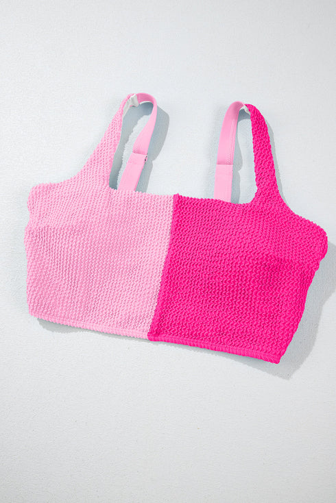 Textured Square Neck High Waisted Two Piece Swimsuit