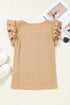 Textured Square Neck Layered Ruffle Sleeve Top