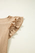 Textured Square Neck Layered Ruffle Sleeve Top