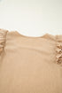 Textured Square Neck Layered Ruffle Sleeve Top