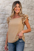 Textured Square Neck Layered Ruffle Sleeve Top
