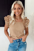Textured Square Neck Layered Ruffle Sleeve Top