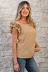 Textured Square Neck Layered Ruffle Sleeve Top