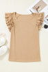 Textured Square Neck Layered Ruffle Sleeve Top