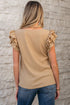 Textured Square Neck Layered Ruffle Sleeve Top