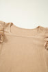 Textured Square Neck Layered Ruffle Sleeve Top