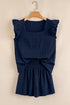 Textured Square Neck Ruffle Sleeve Smocked Short Set