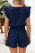 Textured Square Neck Ruffle Sleeve Smocked Short Set