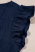 Textured Square Neck Ruffle Sleeve Smocked Short Set