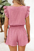 Textured Square Neck Ruffle Sleeve Smocked Short Set