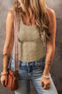 Textured Square Neck Sleeveless Fitted Tank Top